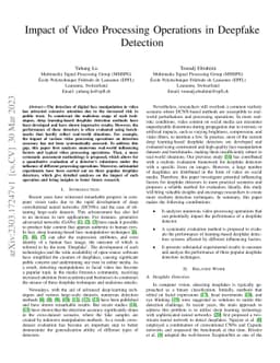 Impact of Video Processing Operations in Deepfake Detection