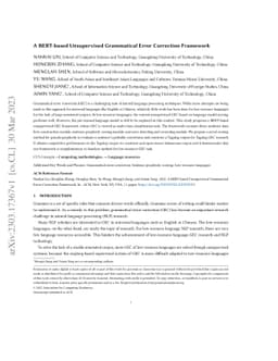 A BERT-based Unsupervised Grammatical Error Correction Framework