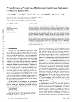 P-Transformer: A Prompt-based Multimodal Transformer Architecture For Medical Tabular Data