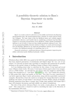 A possibility-theoretic solution to Basu's Bayesian--frequentist via
  media