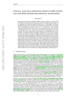 CAusal and collaborative proxy-tasKs lEarning for Semi-Supervised Domain
  Adaptation