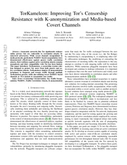 TorKameleon: Improving Tor's Censorship Resistance with K-anonymization
  and Media-based Covert Channels