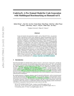 CodeGeeX: A Pre-Trained Model for Code Generation with Multilingual
  Benchmarking on HumanEval-X