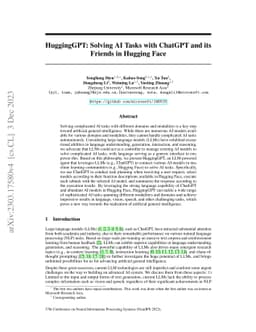 HuggingGPT: Solving AI Tasks with ChatGPT and its Friends in Hugging
  Face