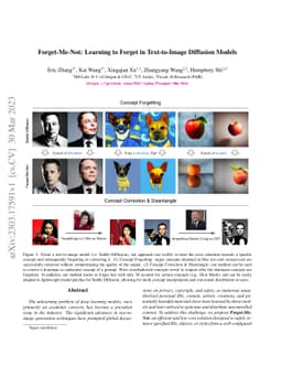 Forget-Me-Not: Learning to Forget in Text-to-Image Diffusion Models