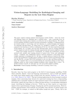 Vision-Language Modelling For Radiological Imaging and Reports In The
  Low Data Regime
