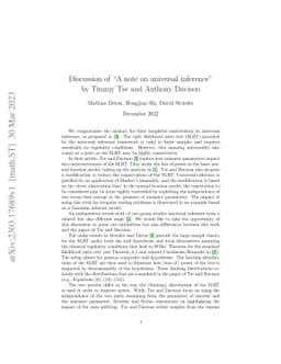 Discussion of "A note on universal inference" by Timmy Tse and Anthony
  Davison