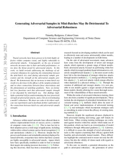 Generating Adversarial Samples in Mini-Batches May Be Detrimental To
  Adversarial Robustness