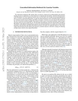 Generalized Information Bottleneck for Gaussian Variables