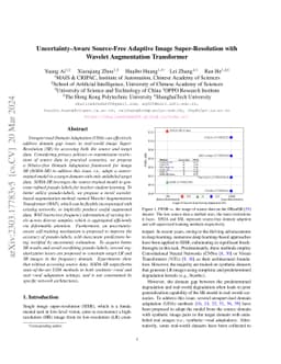Uncertainty-Aware Source-Free Adaptive Image Super-Resolution with
  Wavelet Augmentation Transformer