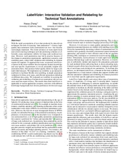 LabelVizier: Interactive Validation and Relabeling for Technical Text
  Annotations