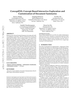 ConceptEVA: Concept-Based Interactive Exploration and Customization of
  Document Summaries