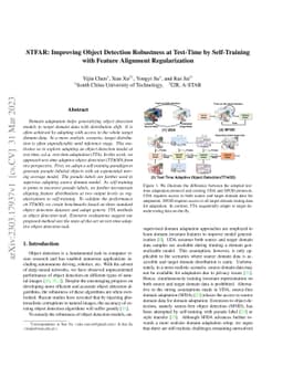 STFAR: Improving Object Detection Robustness at Test-Time by
  Self-Training with Feature Alignment Regularization