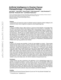 Artificial Intelligence in Ovarian Cancer Histopathology: A Systematic
  Review
