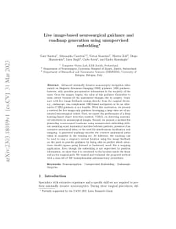 Live image-based neurosurgical guidance and roadmap generation using
  unsupervised embedding