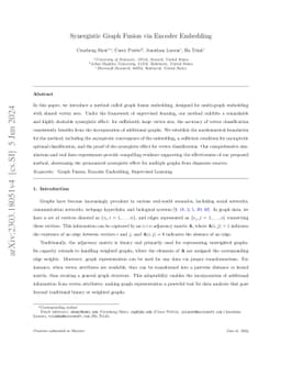 Synergistic Graph Fusion via Encoder Embedding
