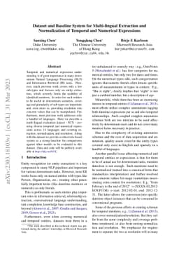 Dataset and Baseline System for Multi-lingual Extraction and
  Normalization of Temporal and Numerical Expressions
