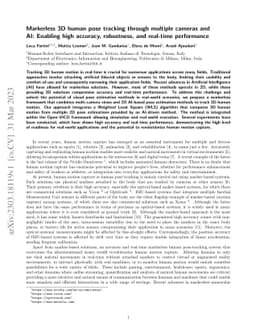Markerless 3D human pose tracking through multiple cameras and AI:
  Enabling high accuracy, robustness, and real-time performance