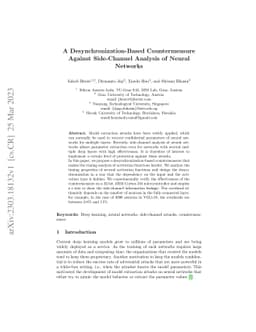 A Desynchronization-Based Countermeasure Against Side-Channel Analysis
  of Neural Networks