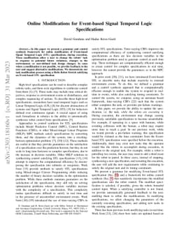 Online Modifications for Event-based Signal Temporal Logic
  Specifications