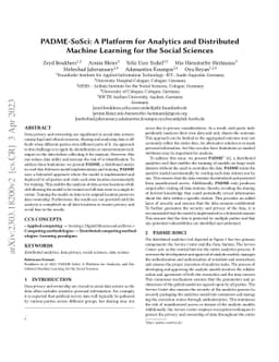 PADME-SoSci: A Platform for Analytics and Distributed Machine Learning
  for the Social Sciences