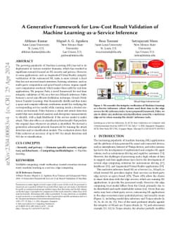 A Generative Framework for Low-Cost Result Validation of Machine
  Learning-as-a-Service Inference