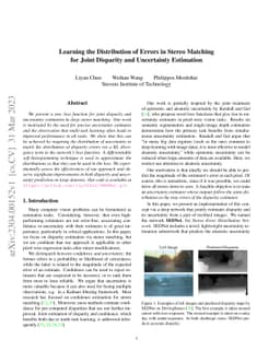 Learning the Distribution of Errors in Stereo Matching for Joint
  Disparity and Uncertainty Estimation
