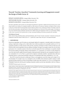 Towards "Anytime, Anywhere" Community Learning and Engagement around the
  Design of Public Sector AI