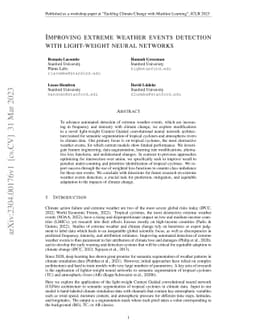 Improving extreme weather events detection with light-weight neural
  networks
