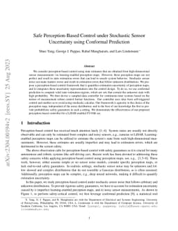 Safe Perception-Based Control under Stochastic Sensor Uncertainty using
  Conformal Prediction