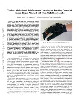 Tracker: Model-based Reinforcement Learning for Tracking Control of
  Human Finger Attached with Thin McKibben Muscles