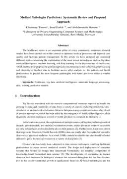 Medical Pathologies Prediction : Systematic Review and Proposed Approach