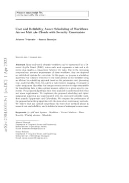 Cost and Reliability Aware Scheduling of Workflows Across Multiple
  Clouds with Security Constraints