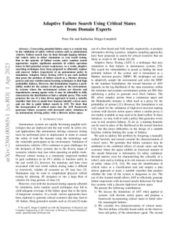 Adaptive Failure Search Using Critical States from Domain Experts