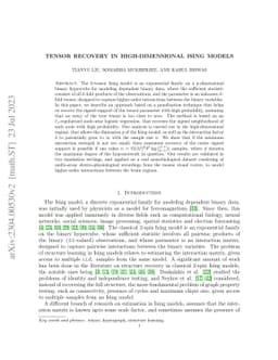 Tensor Recovery in High-Dimensional Ising Models
