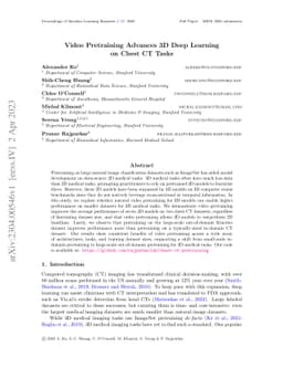 Video Pretraining Advances 3D Deep Learning on Chest CT Tasks
