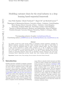 Modelling customer churn for the retail industry in a deep learning
  based sequential framework