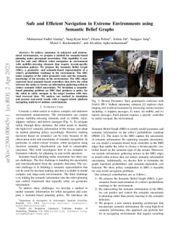 Safe and Efficient Navigation in Extreme Environments using Semantic
  Belief Graphs