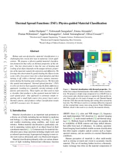 Thermal Spread Functions (TSF): Physics-guided Material Classification