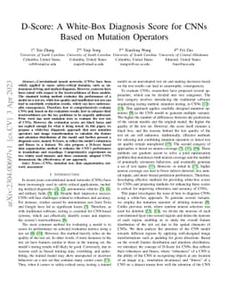 D-Score: A White-Box Diagnosis Score for CNNs Based on Mutation
  Operators