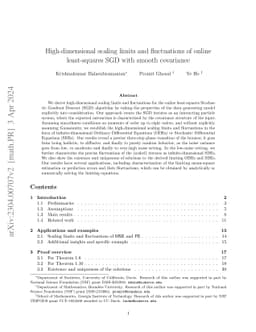 High-dimensional scaling limits and fluctuations of online least-squares
  SGD with smooth covariance