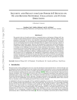 Security and Privacy for Low Power IoT Devices on 5G and Beyond
  Networks: Challenges and Future Directions