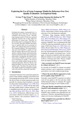 Exploring the Use of Large Language Models for Reference-Free Text
  Quality Evaluation: An Empirical Study