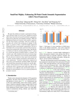 Small but Mighty: Enhancing 3D Point Clouds Semantic Segmentation with
  U-Next Framework