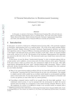 A Tutorial Introduction to Reinforcement Learning