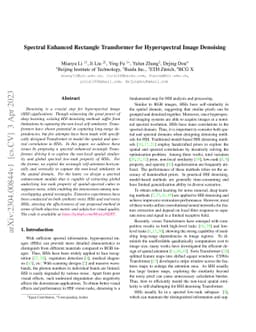 Spectral Enhanced Rectangle Transformer for Hyperspectral Image
  Denoising