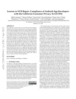 Lessons in VCR Repair: Compliance of Android App Developers with the
  California Consumer Privacy Act (CCPA)