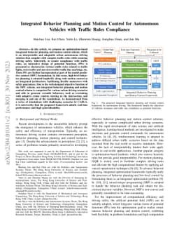 Integrated Behavior Planning and Motion Control for Autonomous Vehicles
  with Traffic Rules Compliance