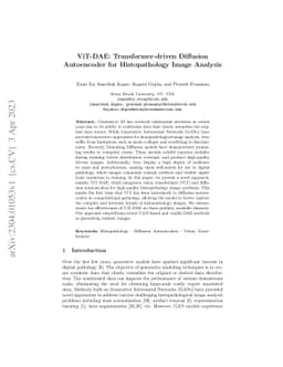 ViT-DAE: Transformer-driven Diffusion Autoencoder for Histopathology
  Image Analysis