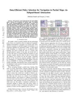 Data-Efficient Policy Selection for Navigation in Partial Maps via
  Subgoal-Based Abstraction